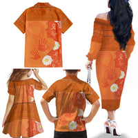International Day for the Elimination of Violence Against Women Family Matching Off The Shoulder Long Sleeve Dress and Hawaiian Shirt Polynesian Pattern LT03 - Polynesian Pride