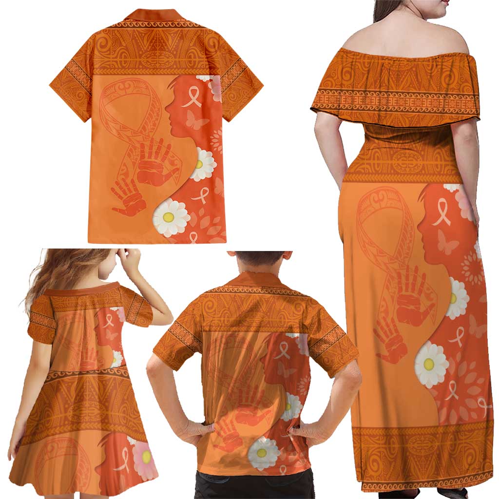 International Day for the Elimination of Violence Against Women Family Matching Off Shoulder Maxi Dress and Hawaiian Shirt Polynesian Pattern LT03 - Polynesian Pride