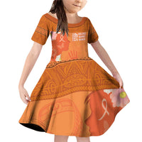 International Day for the Elimination of Violence Against Women Family Matching Off Shoulder Short Dress and Hawaiian Shirt Polynesian Pattern LT03 Daughter's Dress Orange - Polynesian Pride