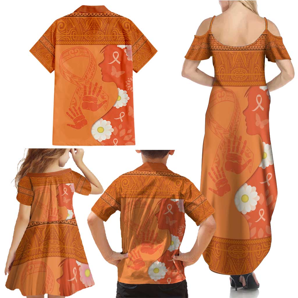 International Day for the Elimination of Violence Against Women Family Matching Summer Maxi Dress and Hawaiian Shirt Polynesian Pattern LT03 - Polynesian Pride