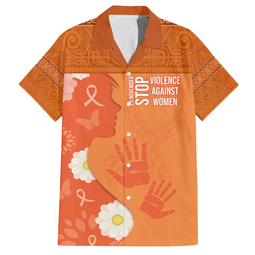 International Day for the Elimination of Violence Against Women Family Matching Summer Maxi Dress and Hawaiian Shirt Polynesian Pattern LT03 Dad's Shirt - Short Sleeve Orange - Polynesian Pride