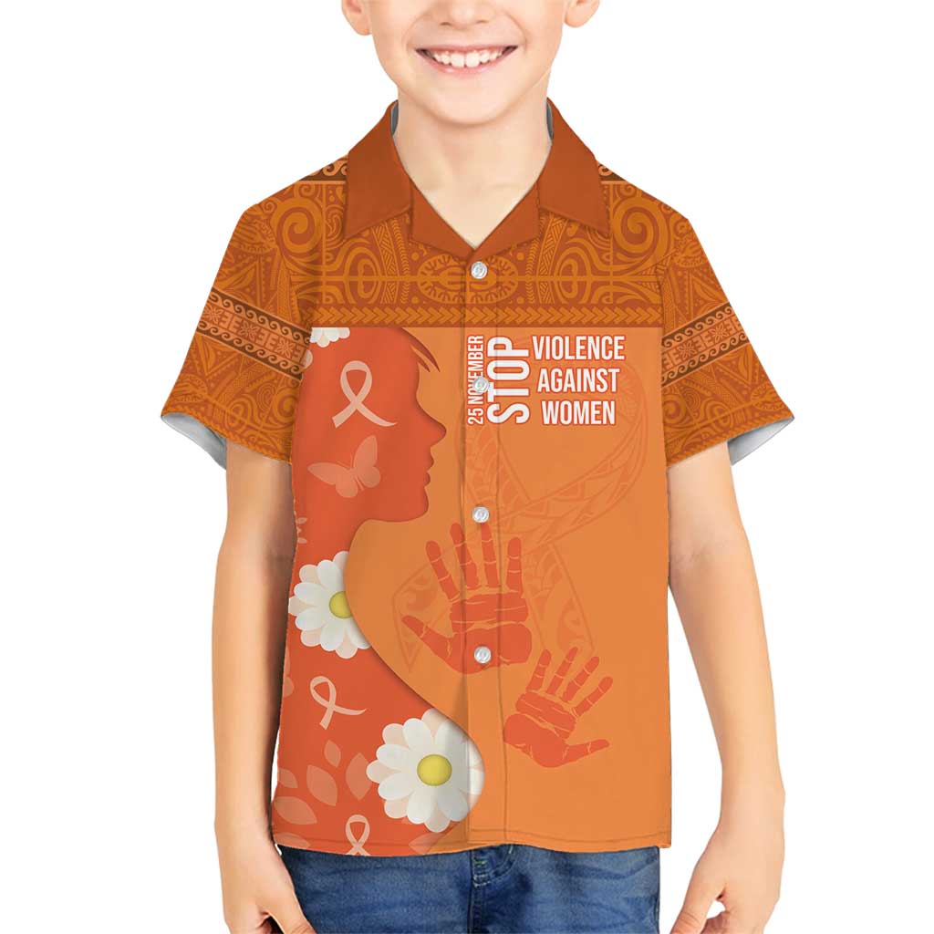 International Day for the Elimination of Violence Against Women Family Matching Tank Maxi Dress and Hawaiian Shirt Polynesian Pattern LT03 Son's Shirt Orange - Polynesian Pride