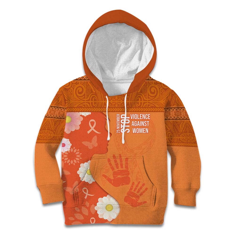 International Day for the Elimination of Violence Against Women Kid Hoodie Polynesian Pattern LT03 Hoodie Orange - Polynesian Pride