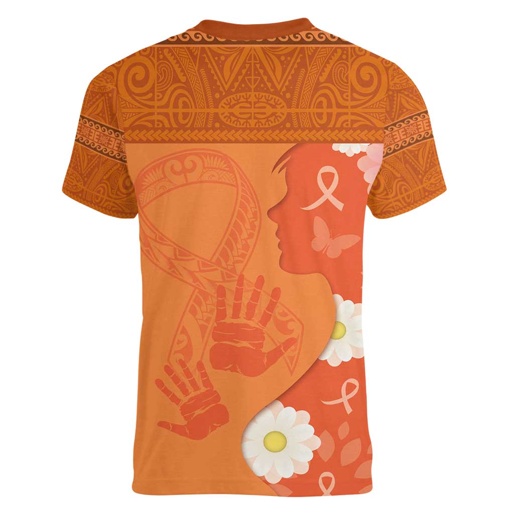 International Day for the Elimination of Violence Against Women Women V-Neck T-Shirt Polynesian Pattern