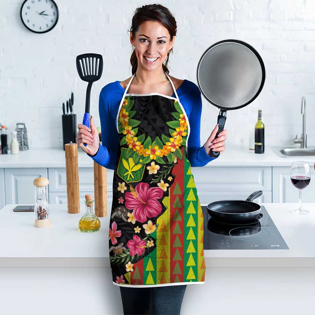 Hawaiian Independence Day Apron Kanaka Maoli Symbols With Tapa Motifs and Tropical Plants - Polynesian Pride