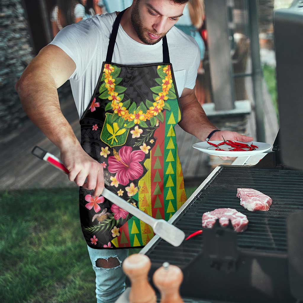 Hawaiian Independence Day Apron Kanaka Maoli Symbols With Tapa Motifs and Tropical Plants - Polynesian Pride