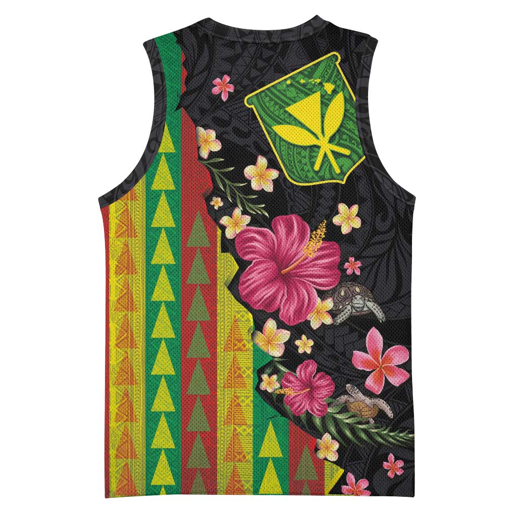 Hawaiian Independence Day Basketball Jersey Kanaka Maoli Symbols With Tapa Motifs and Tropical Plants LT03 - Polynesian Pride