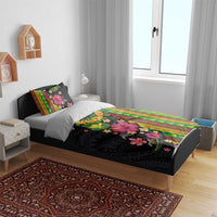 Hawaiian Independence Day Bedding Set Kanaka Maoli Symbols With Tapa Motifs and Tropical Plants - Polynesian Pride