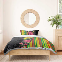 Hawaiian Independence Day Bedding Set Kanaka Maoli Symbols With Tapa Motifs and Tropical Plants - Polynesian Pride