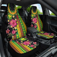 Hawaiian Independence Day Car Seat Cover Kanaka Maoli Symbols With Tapa Motifs and Tropical Plants LT03 One Size Black - Polynesian Pride