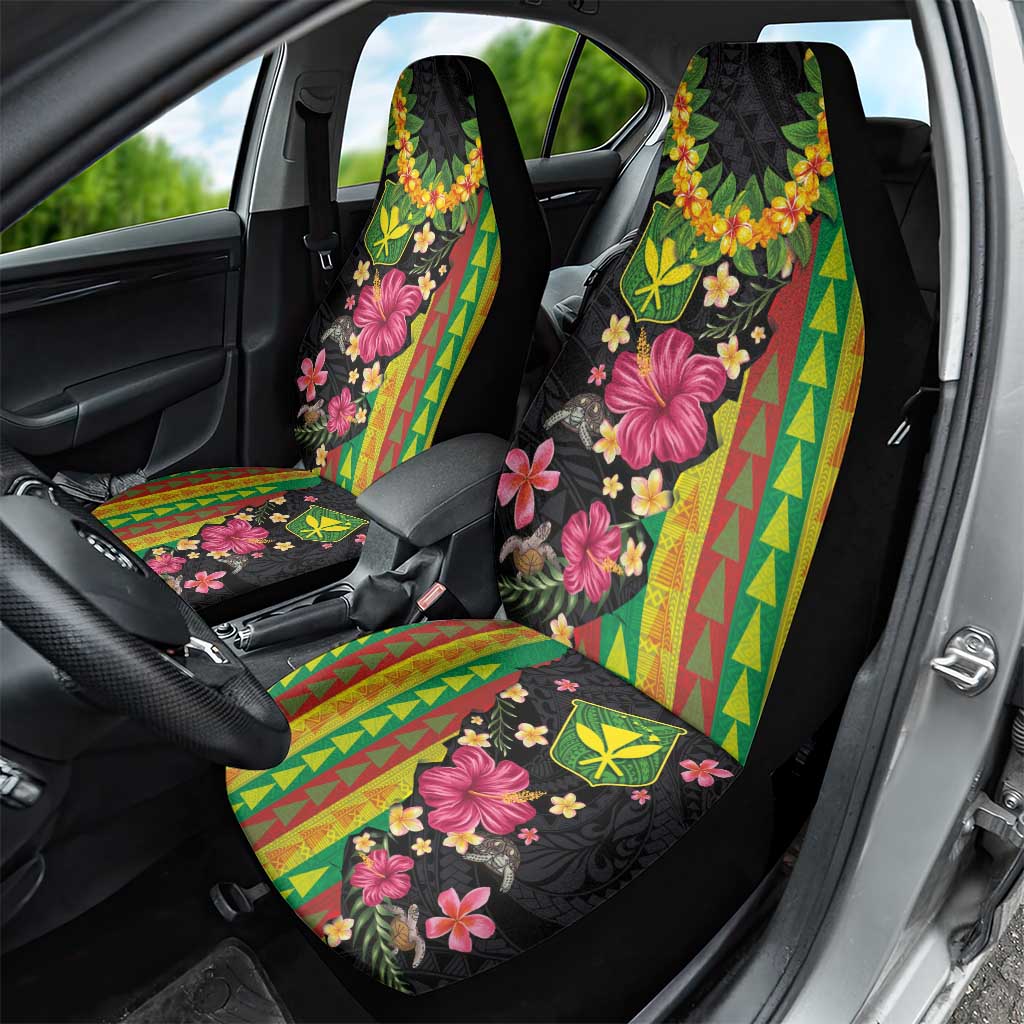 Hawaiian Independence Day Car Seat Cover Kanaka Maoli Symbols With Tapa Motifs and Tropical Plants LT03 - Polynesian Pride