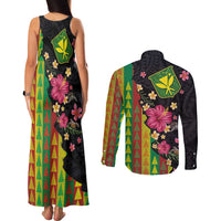 Hawaiian Independence Day Couples Matching Tank Maxi Dress and Long Sleeve Button Shirt Kanaka Maoli Symbols With Tapa Motifs and Tropical Plants LT03 - Polynesian Pride