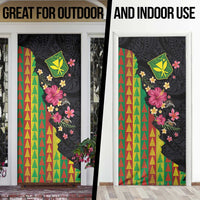 Hawaiian Independence Day Door Cover Kanaka Maoli Symbols With Tapa Motifs and Tropical Plants LT03 - Polynesian Pride