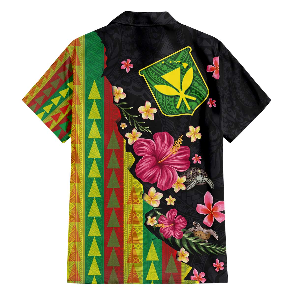 Hawaiian Independence Day Family Matching Off The Shoulder Long Sleeve Dress and Hawaiian Shirt Kanaka Maoli Symbols With Tapa Motifs and Tropical Plants LT03 - Polynesian Pride