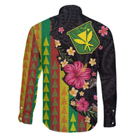 Hawaiian Independence Day Family Matching Off The Shoulder Long Sleeve Dress and Hawaiian Shirt Kanaka Maoli Symbols With Tapa Motifs and Tropical Plants LT03 - Polynesian Pride