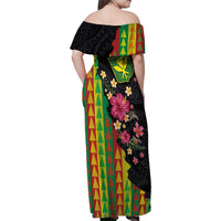 Hawaiian Independence Day Family Matching Off Shoulder Maxi Dress and Hawaiian Shirt Kanaka Maoli Symbols With Tapa Motifs and Tropical Plants LT03 - Polynesian Pride