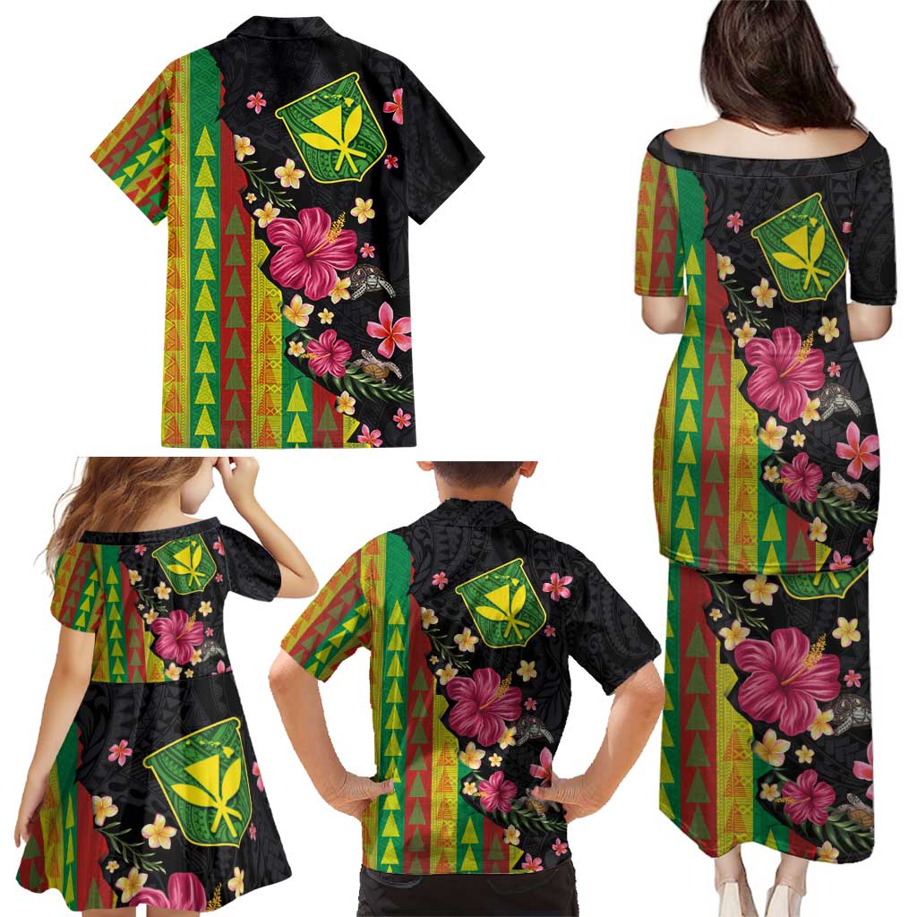 Hawaiian Independence Day Family Matching Puletasi and Hawaiian Shirt Kanaka Maoli Symbols With Tapa Motifs and Tropical Plants LT03 - Polynesian Pride