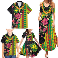 Hawaiian Independence Day Family Matching Summer Maxi Dress and Hawaiian Shirt Kanaka Maoli Symbols With Tapa Motifs and Tropical Plants LT03 - Polynesian Pride