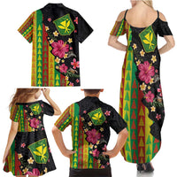 Hawaiian Independence Day Family Matching Summer Maxi Dress and Hawaiian Shirt Kanaka Maoli Symbols With Tapa Motifs and Tropical Plants LT03 - Polynesian Pride