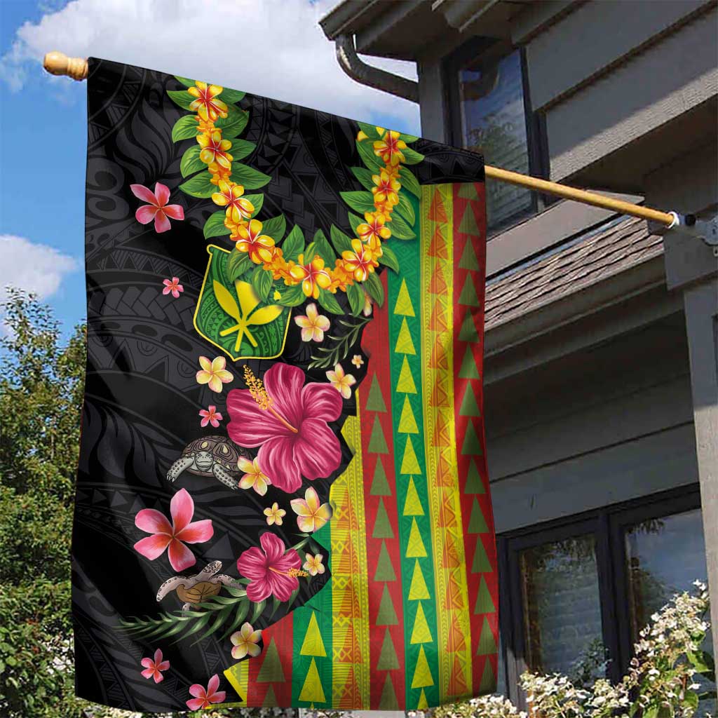 Hawaiian Independence Day Garden Flag Kanaka Maoli Symbols With Tapa Motifs and Tropical Plants LT03 - Polynesian Pride