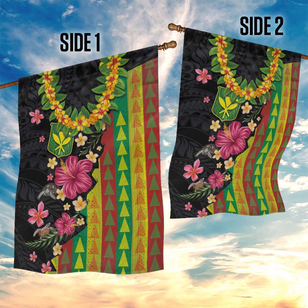 Hawaiian Independence Day Garden Flag Kanaka Maoli Symbols With Tapa Motifs and Tropical Plants LT03 - Polynesian Pride