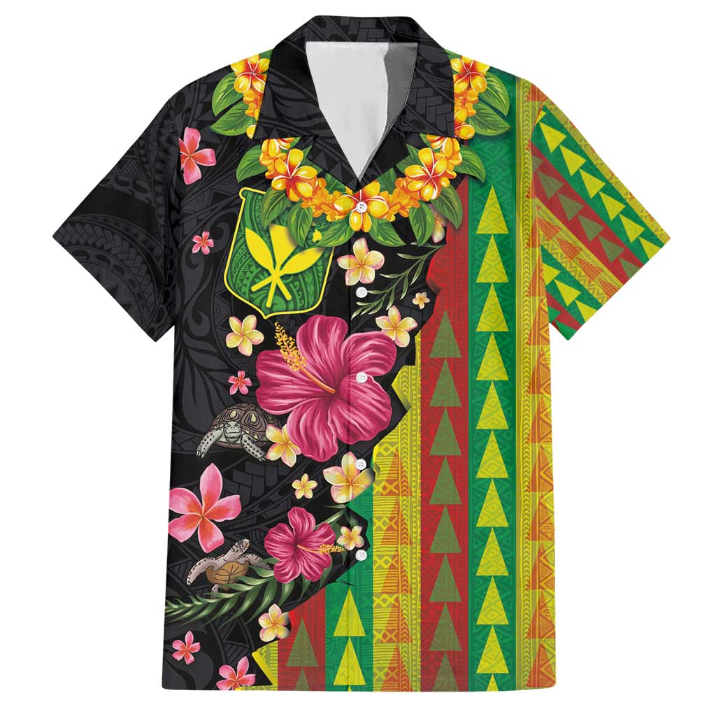 Hawaiian Independence Day Hawaiian Shirt Kanaka Maoli Symbols With Tapa Motifs and Tropical Plants LT03 Black - Polynesian Pride