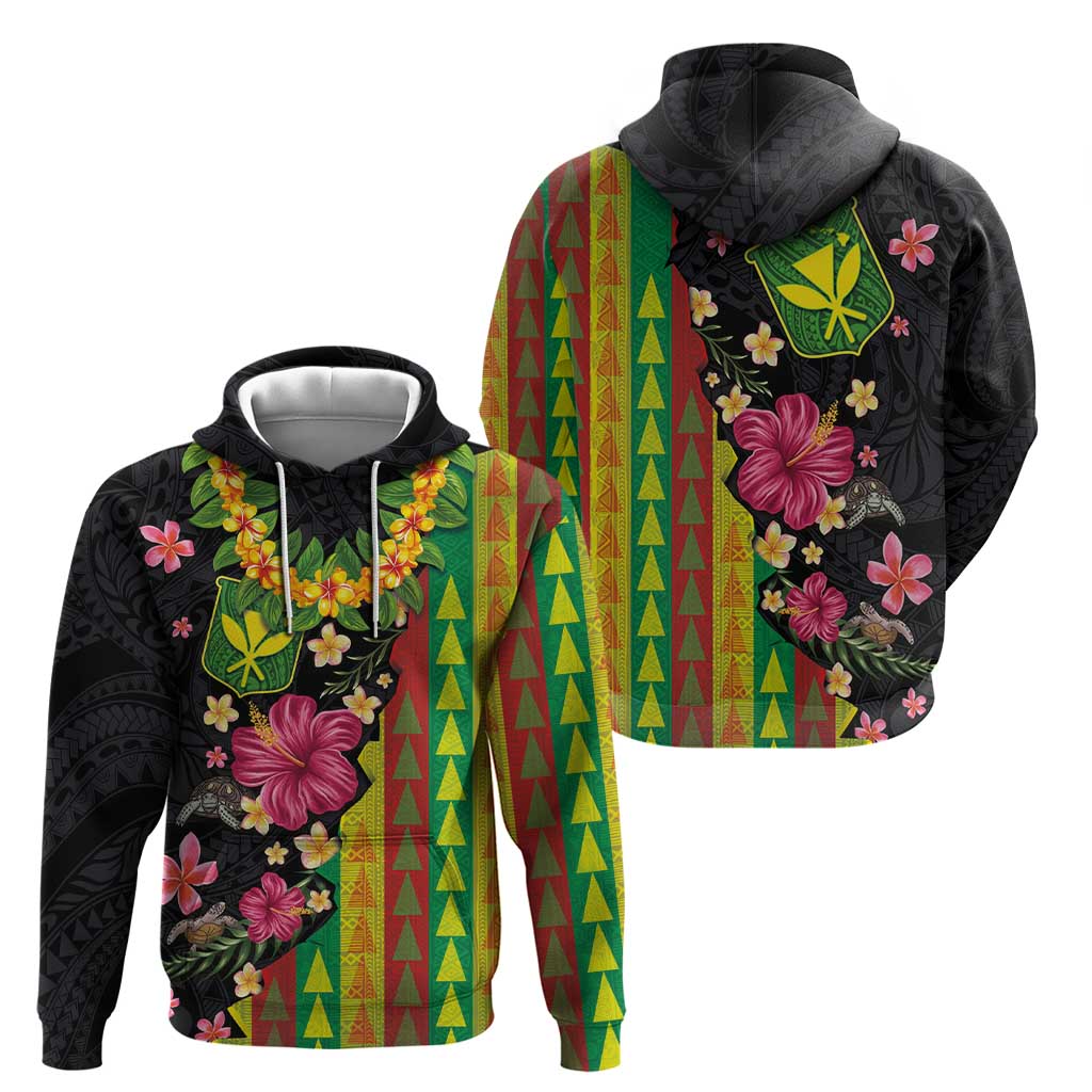 Hawaiian Independence Day Hoodie Kanaka Maoli Symbols With Tapa Motifs and Tropical Plants LT03 - Polynesian Pride