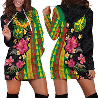 Hawaiian Independence Day Hoodie Dress Kanaka Maoli Symbols With Tapa Motifs and Tropical Plants LT03 - Polynesian Pride