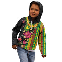Hawaiian Independence Day Kid Hoodie Kanaka Maoli Symbols With Tapa Motifs and Tropical Plants LT03 - Polynesian Pride