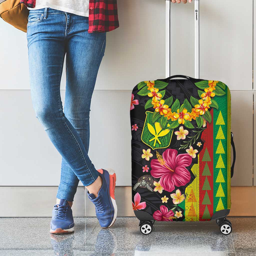 Hawaiian Independence Day Luggage Cover Kanaka Maoli Symbols With Tapa Motifs and Tropical Plants LT03 - Polynesian Pride