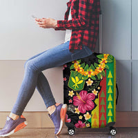 Hawaiian Independence Day Luggage Cover Kanaka Maoli Symbols With Tapa Motifs and Tropical Plants LT03 - Polynesian Pride