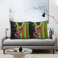 Hawaiian Independence Day Pillow Cover Kanaka Maoli Symbols With Tapa Motifs and Tropical Plants - Polynesian Pride