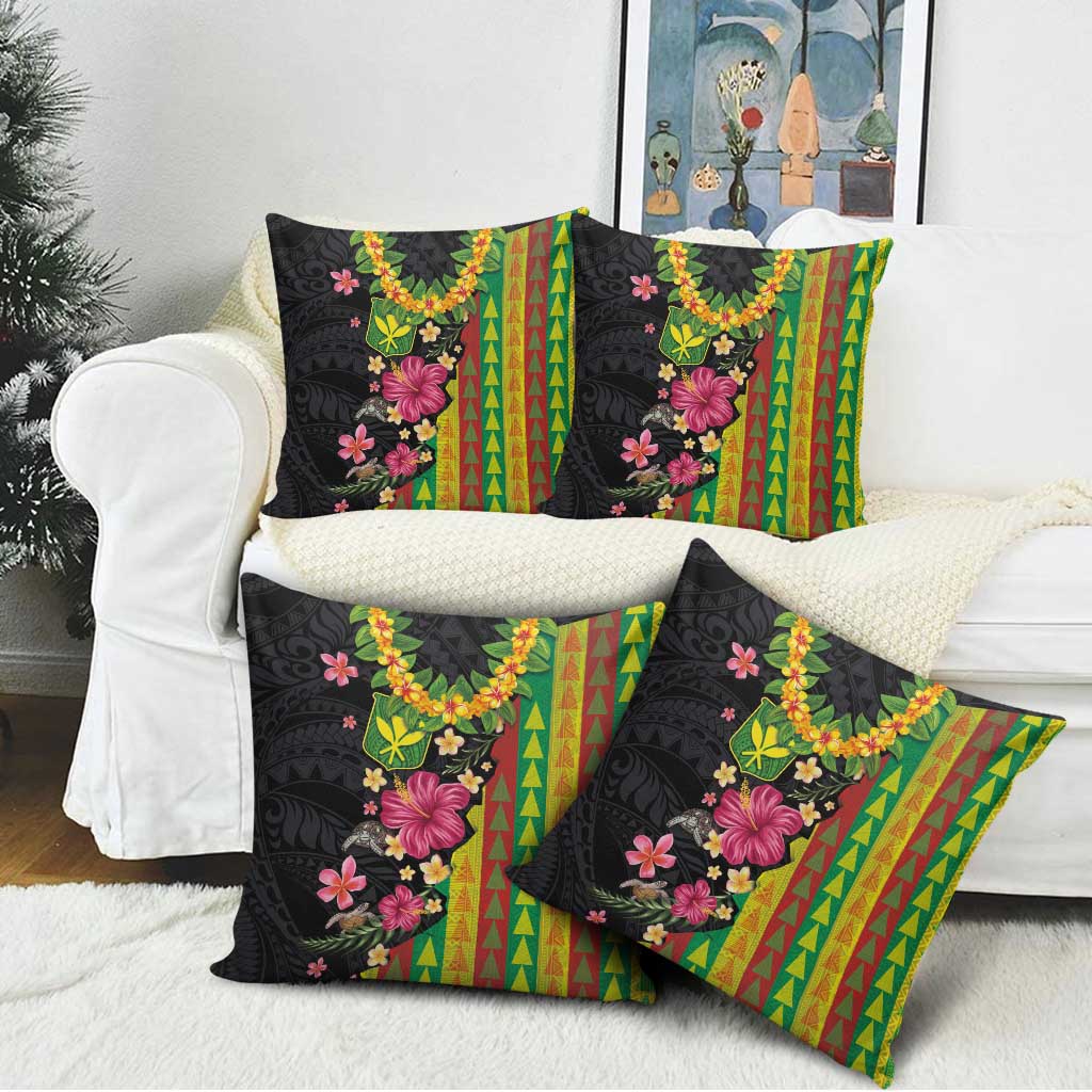 Hawaiian Independence Day Pillow Cover Kanaka Maoli Symbols With Tapa Motifs and Tropical Plants - Polynesian Pride