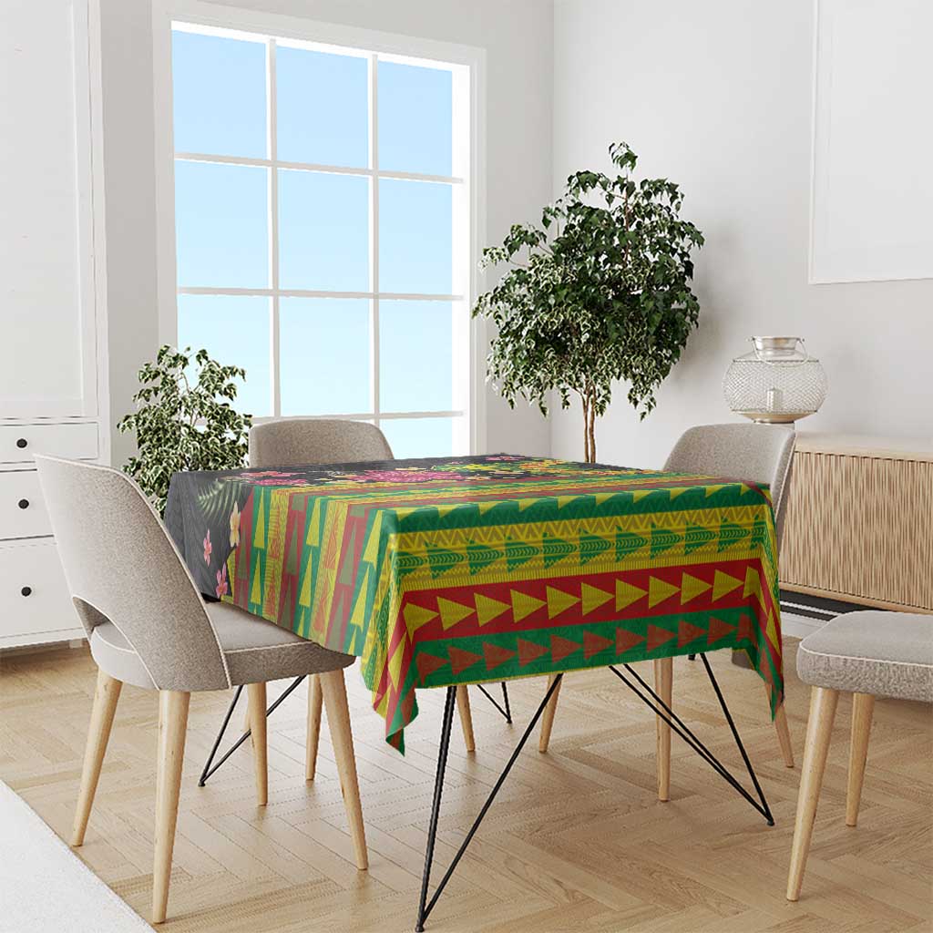 Hawaiian Independence Day Tablecloth Kanaka Maoli Symbols With Tapa Motifs and Tropical Plants - Polynesian Pride