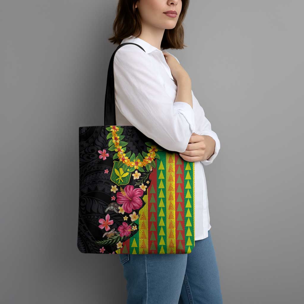 Hawaiian Independence Day Tote Bag Kanaka Maoli Symbols With Tapa Motifs and Tropical Plants - Polynesian Pride