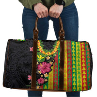 Hawaiian Independence Day Travel Bag Kanaka Maoli Symbols With Tapa Motifs and Tropical Plants LT03 Black - Polynesian Pride