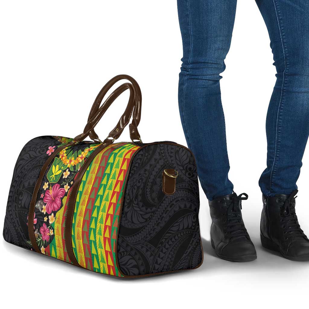 Hawaiian Independence Day Travel Bag Kanaka Maoli Symbols With Tapa Motifs and Tropical Plants LT03 - Polynesian Pride