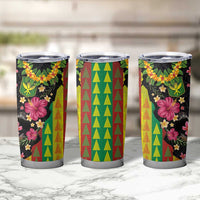 Hawaiian Independence Day Tumbler Cup Kanaka Maoli Symbols With Tapa Motifs and Tropical Plants LT03 - Polynesian Pride