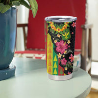 Hawaiian Independence Day Tumbler Cup Kanaka Maoli Symbols With Tapa Motifs and Tropical Plants LT03 - Polynesian Pride