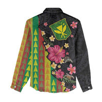 Hawaiian Independence Day Women Casual Shirt Kanaka Maoli Symbols With Tapa Motifs and Tropical Plants LT03 - Polynesian Pride