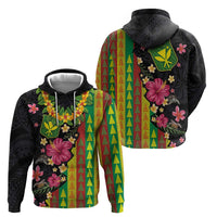 Hawaiian Independence Day Zip Hoodie Kanaka Maoli Symbols With Tapa Motifs and Tropical Plants LT03 - Polynesian Pride