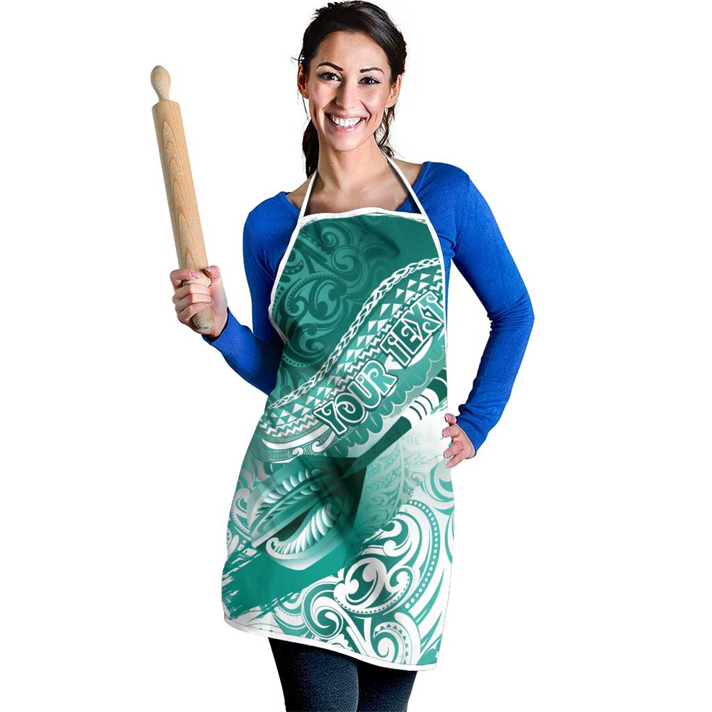 Personalised New Zealand Aotearoa Darts Masters Apron Maori Art Tattoo with Tribal Dart Symbol Teal Color LT03 - Polynesian Pride