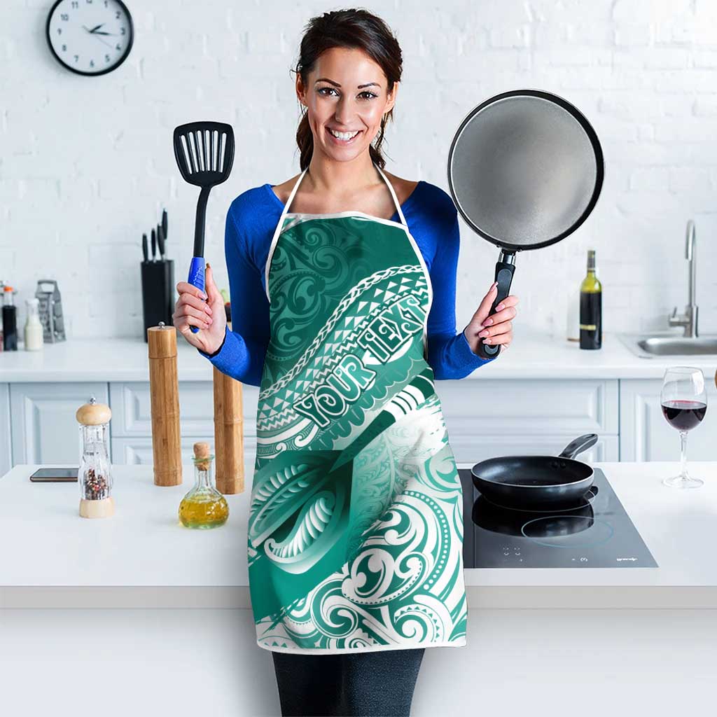 Personalised New Zealand Aotearoa Darts Masters Apron Maori Art Tattoo with Tribal Dart Symbol Teal Color LT03 - Polynesian Pride