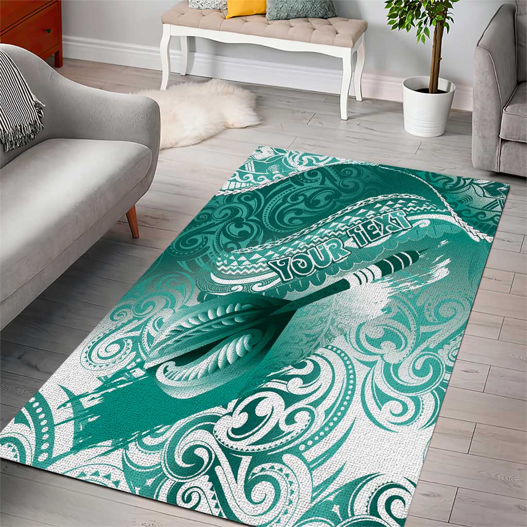 Personalised New Zealand Aotearoa Darts Masters Area Rug Maori Art Tattoo with Tribal Dart Symbol Teal Color LT03 - Polynesian Pride