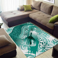 Personalised New Zealand Aotearoa Darts Masters Area Rug Maori Art Tattoo with Tribal Dart Symbol Teal Color LT03 - Polynesian Pride