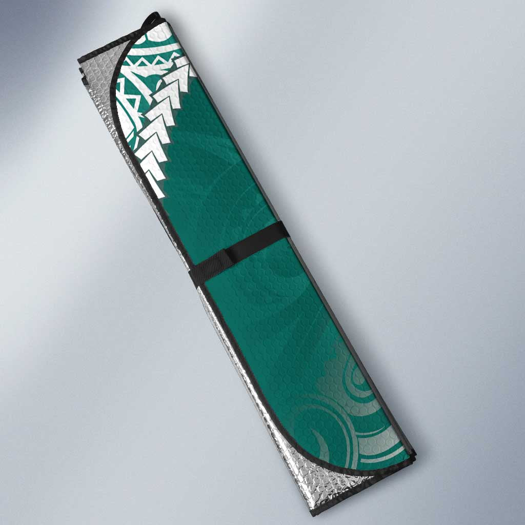 Personalised New Zealand Aotearoa Darts Masters Auto Sun Shade Maori Art Tattoo with Tribal Dart Symbol Teal Color LT03 - Polynesian Pride