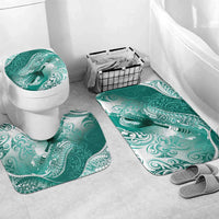 Personalised New Zealand Aotearoa Darts Masters Bathroom Set Maori Art Tattoo with Tribal Dart Symbol Teal Color LT03 Mat Set Only (3 pcs) One Size Teal - Polynesian Pride