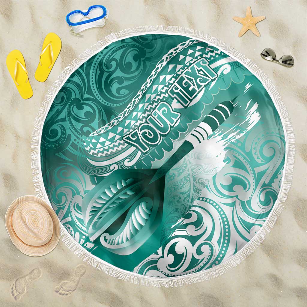 Personalised New Zealand Aotearoa Darts Masters Beach Blanket Maori Art Tattoo with Tribal Dart Symbol Teal Color LT03 One Size 150cm Teal - Polynesian Pride