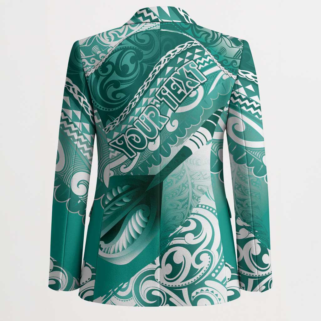 Personalised New Zealand Aotearoa Darts Masters Blazer Maori Art Tattoo with Tribal Dart Symbol Teal Color LT03 - Polynesian Pride