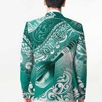 Personalised New Zealand Aotearoa Darts Masters Blazer Maori Art Tattoo with Tribal Dart Symbol Teal Color LT03 - Polynesian Pride
